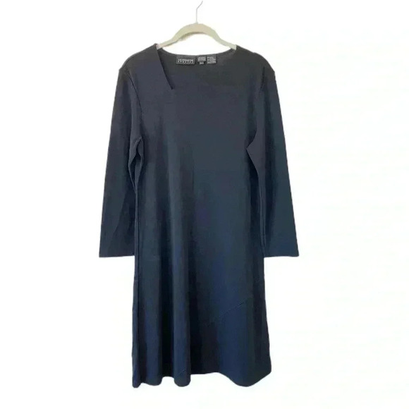 Liz Claiborne Dresses & Skirts - Liz Claiborne Black Dress Size Medium Asymmetrical Neckline Long Sleeves Office